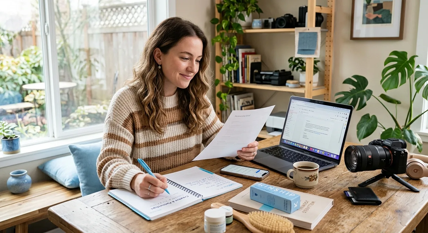 Creator working through brand collaboration opportunities