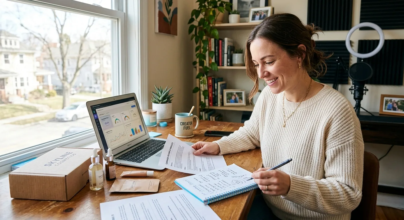 Creator working through brand collaboration opportunities