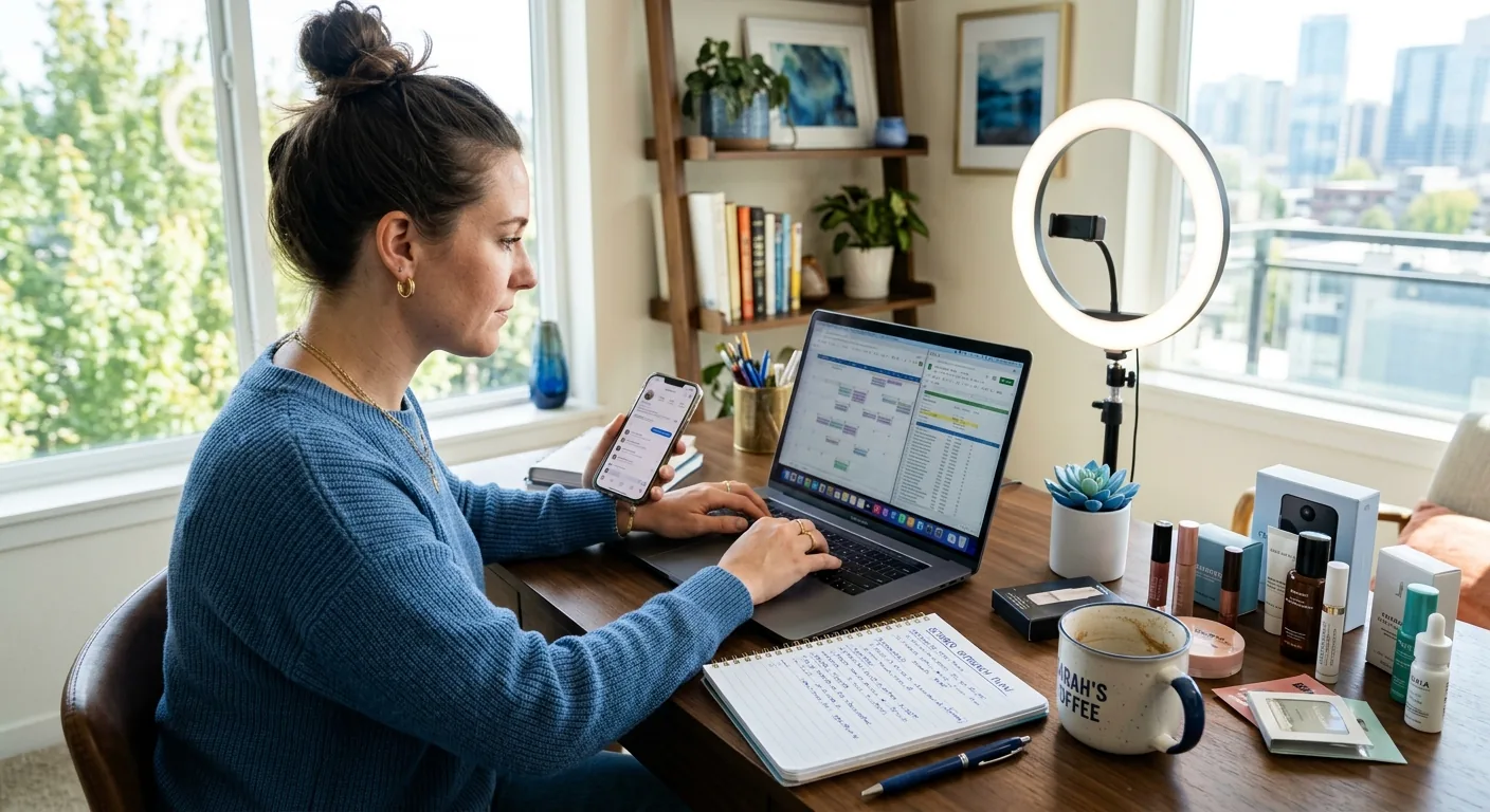 Creator working through influencer brand outreach