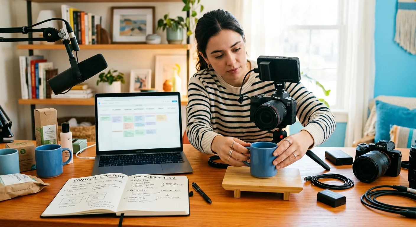 Creator working through brand collaboration opportunities
