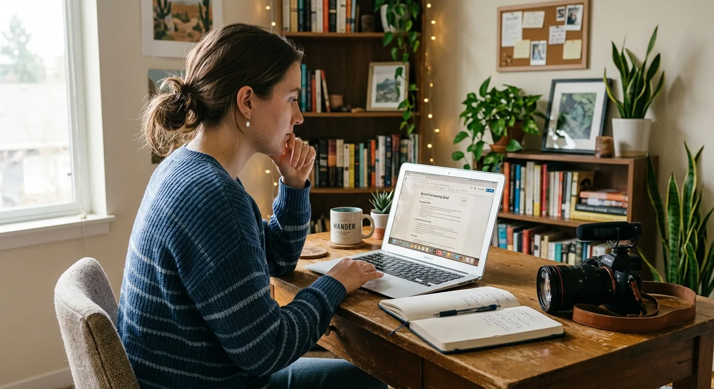 Creator working through brand collaboration opportunities