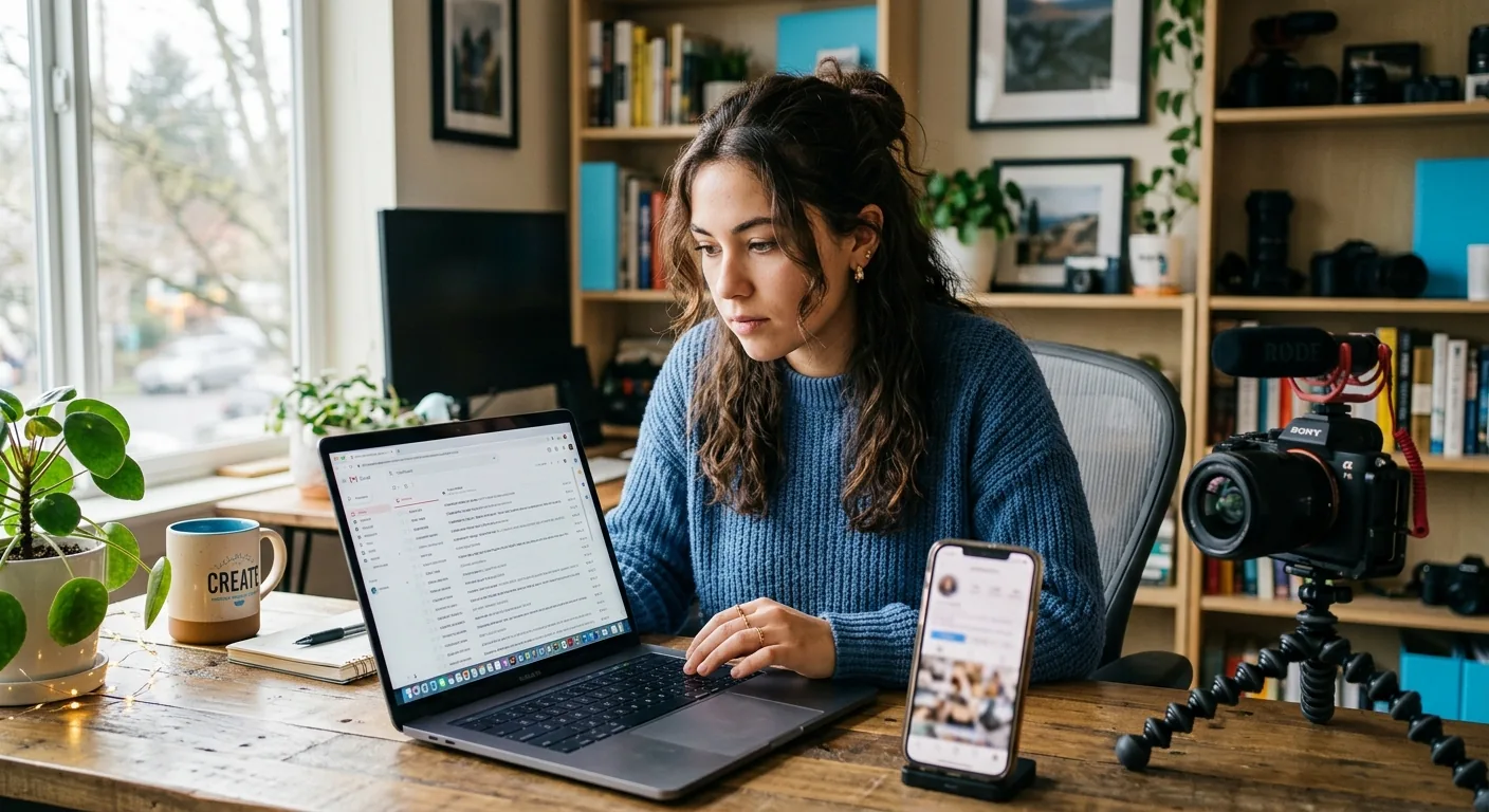 Creator working through influencer brand outreach