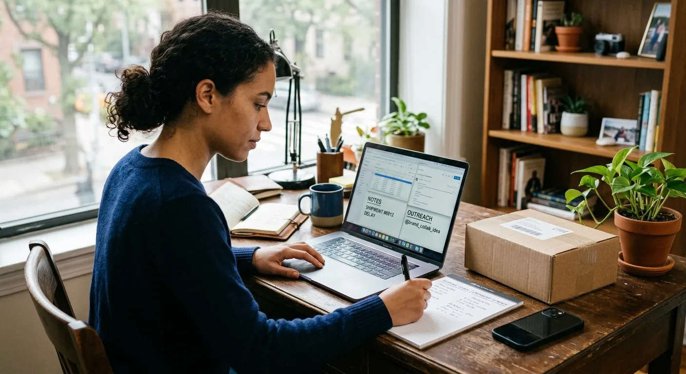 Creator working through brand collaboration opportunities