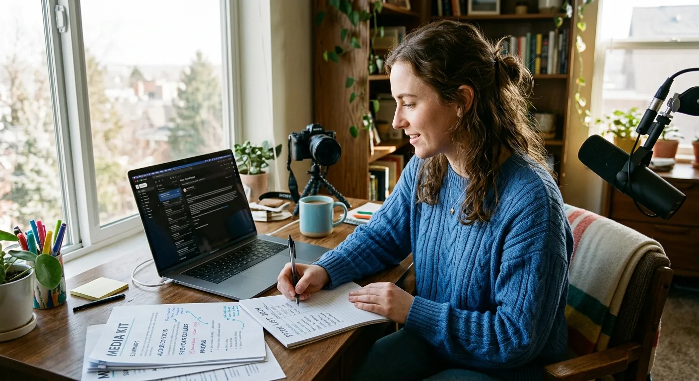 Creator working through influencer brand outreach