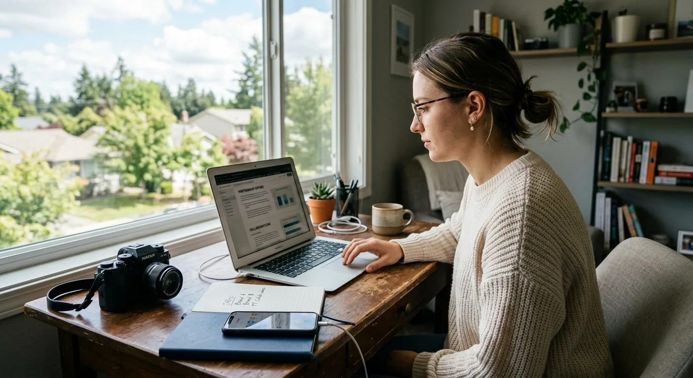Creator working through brand collaboration opportunities