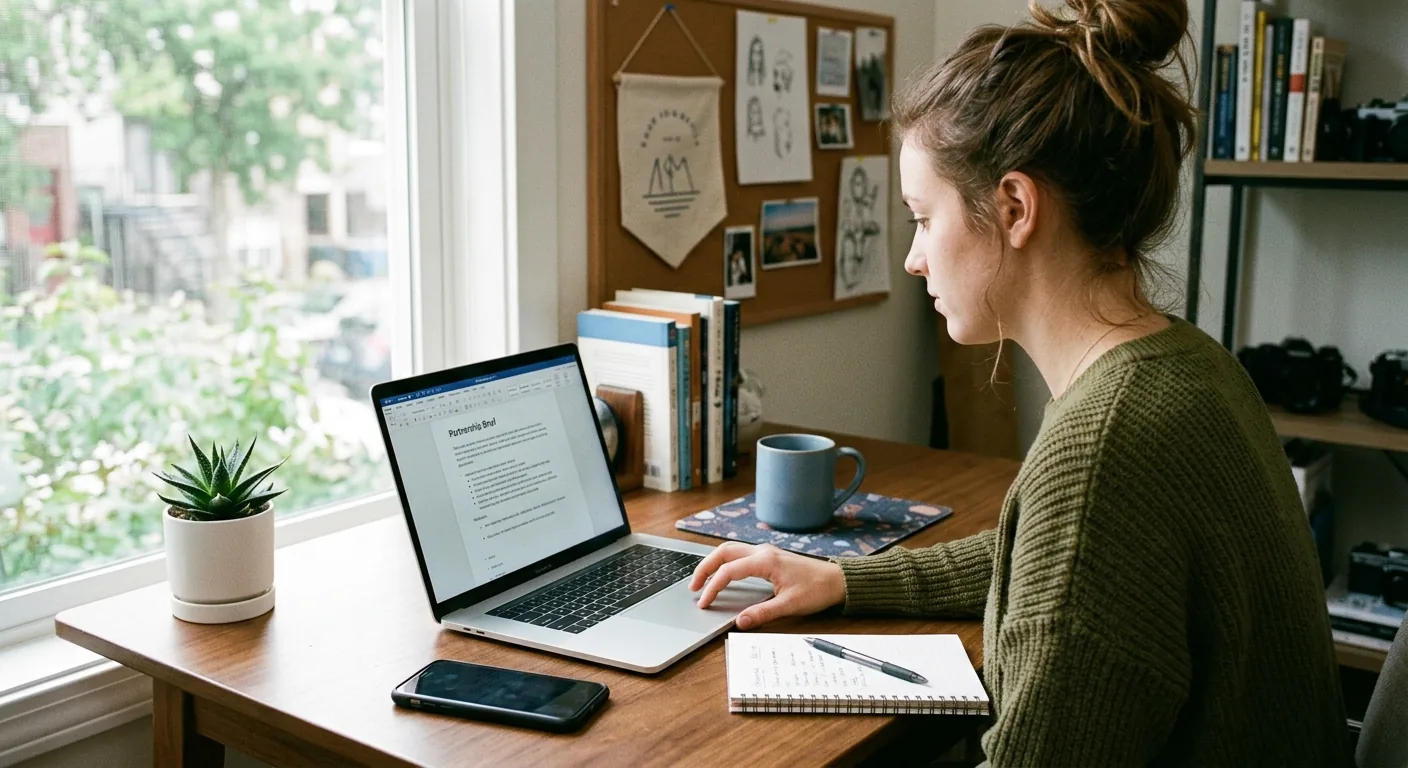 Creator working through brand collaboration opportunities
