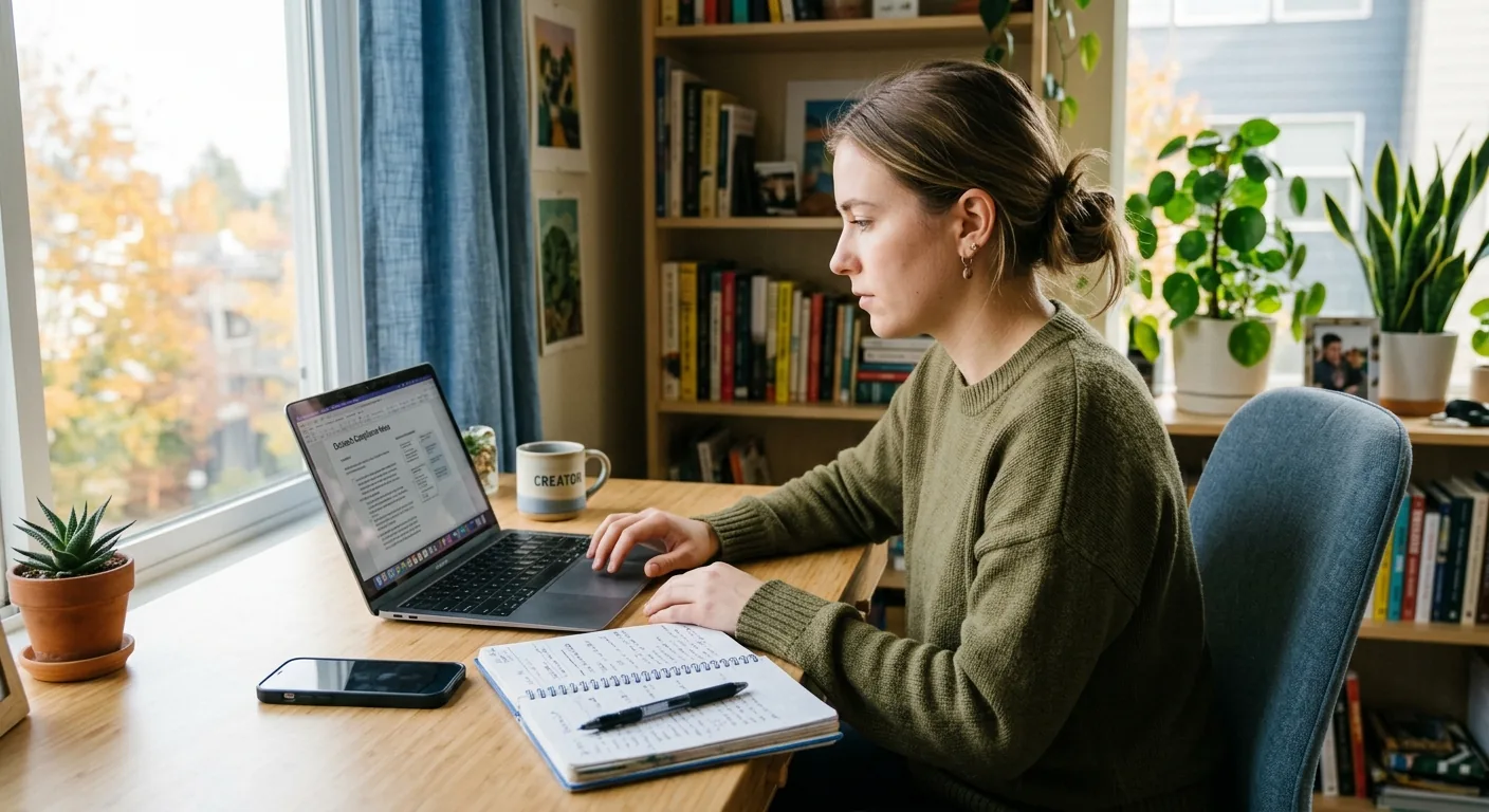 Creator working through influencer brand outreach