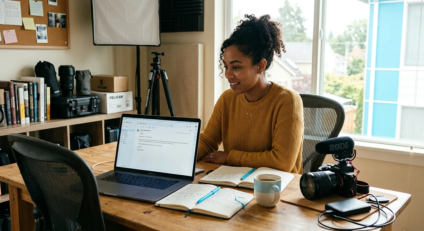 Creator working through influencer brand outreach