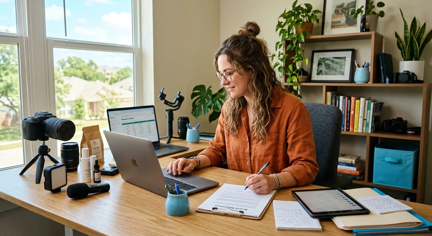 Creator working through brand collaboration opportunities