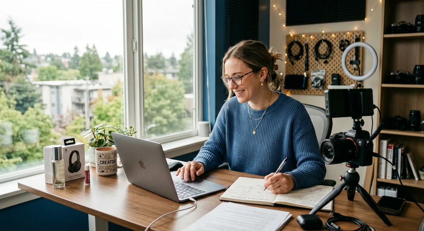 Creator working through influencer brand outreach