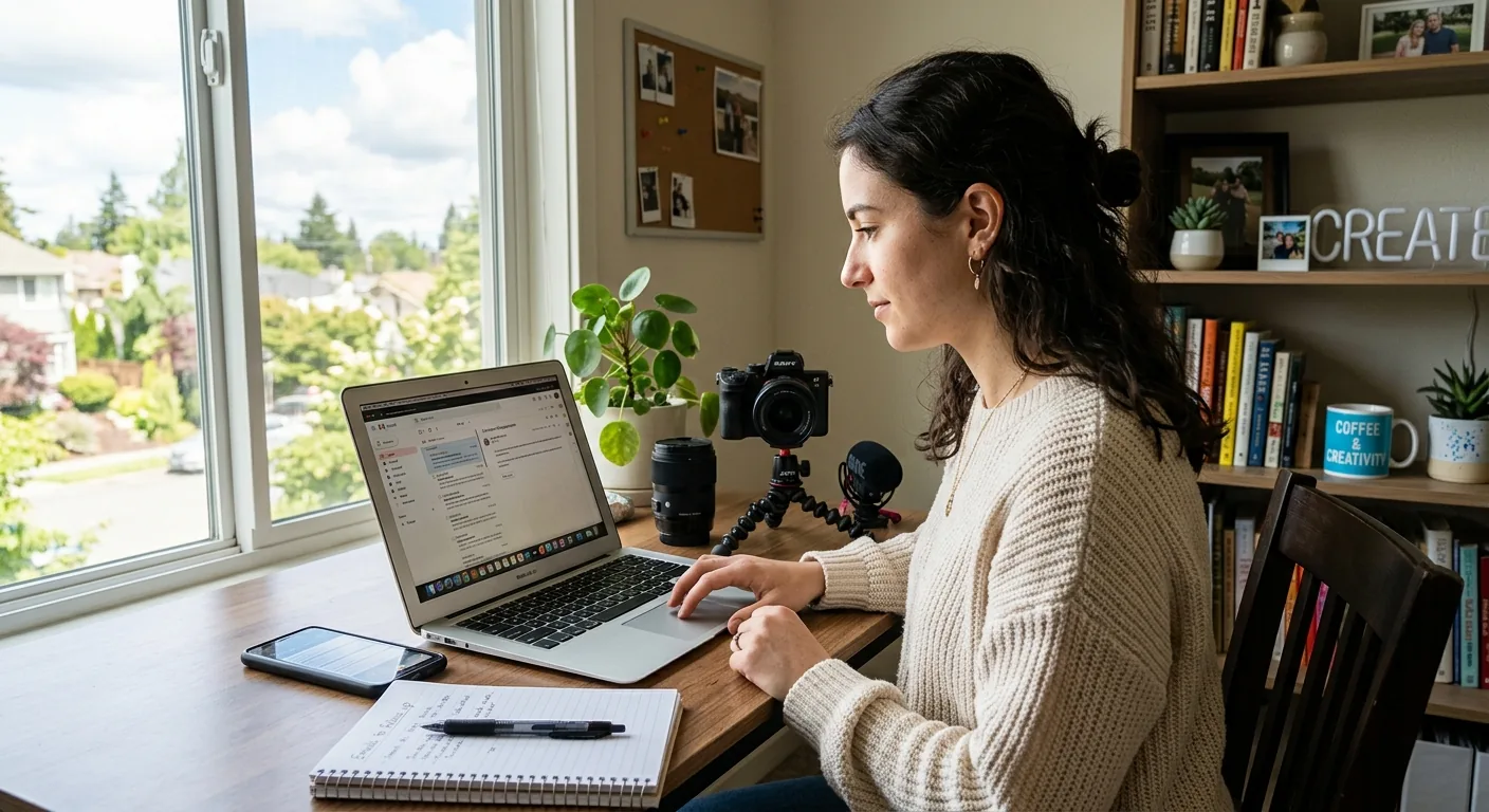 Creator working through influencer brand outreach
