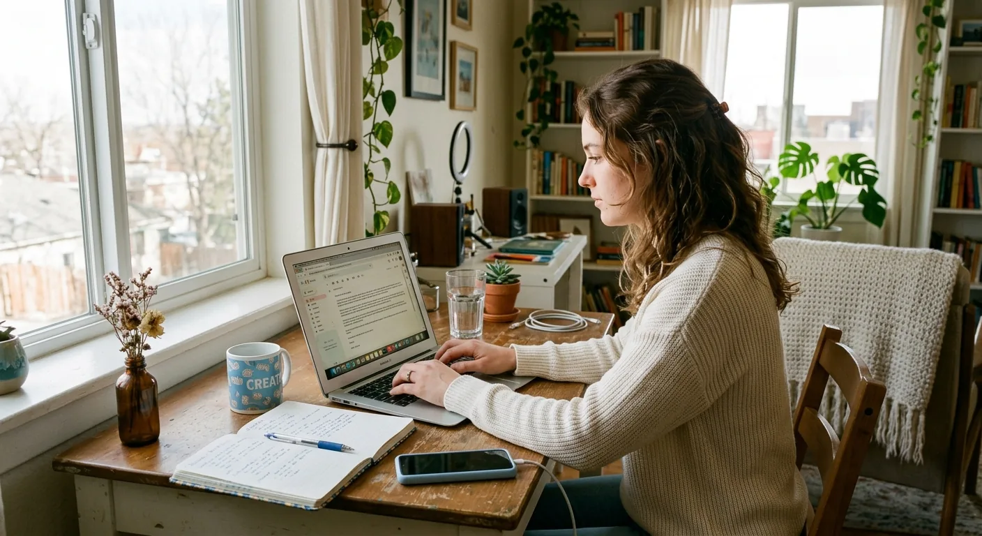 Creator working through influencer brand outreach