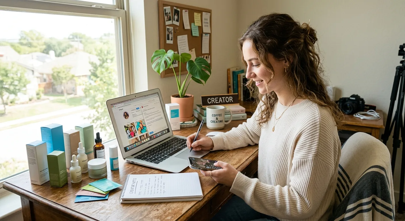 Creator working through influencer brand outreach