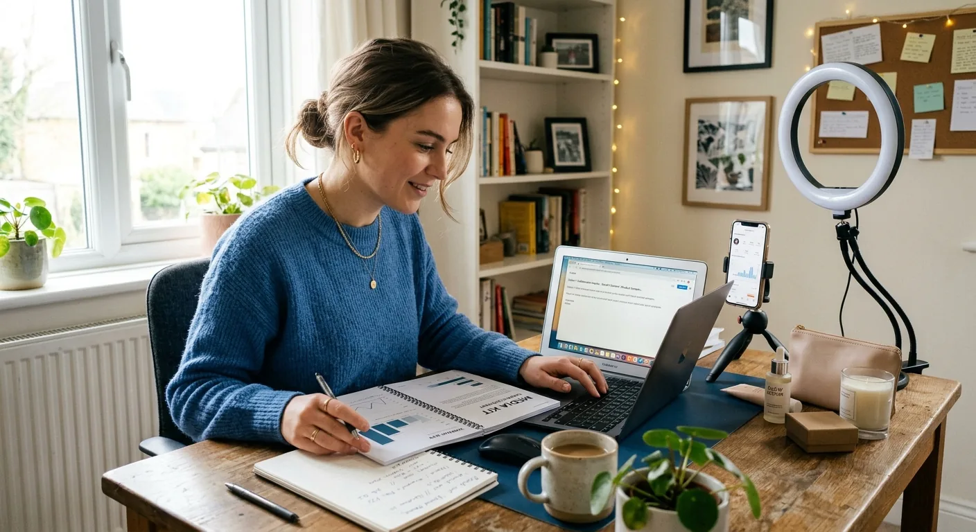 Creator working through influencer brand outreach