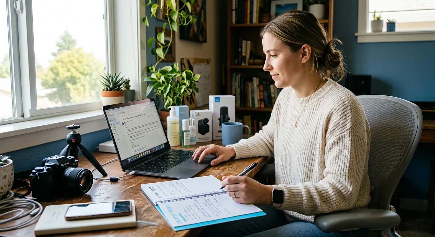 Creator working through influencer brand outreach