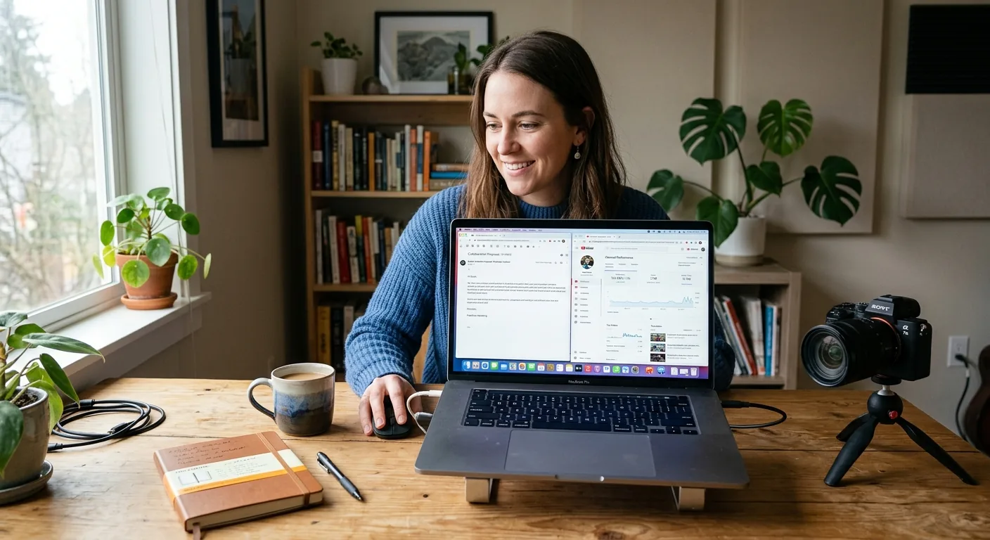 Creator working through influencer brand outreach