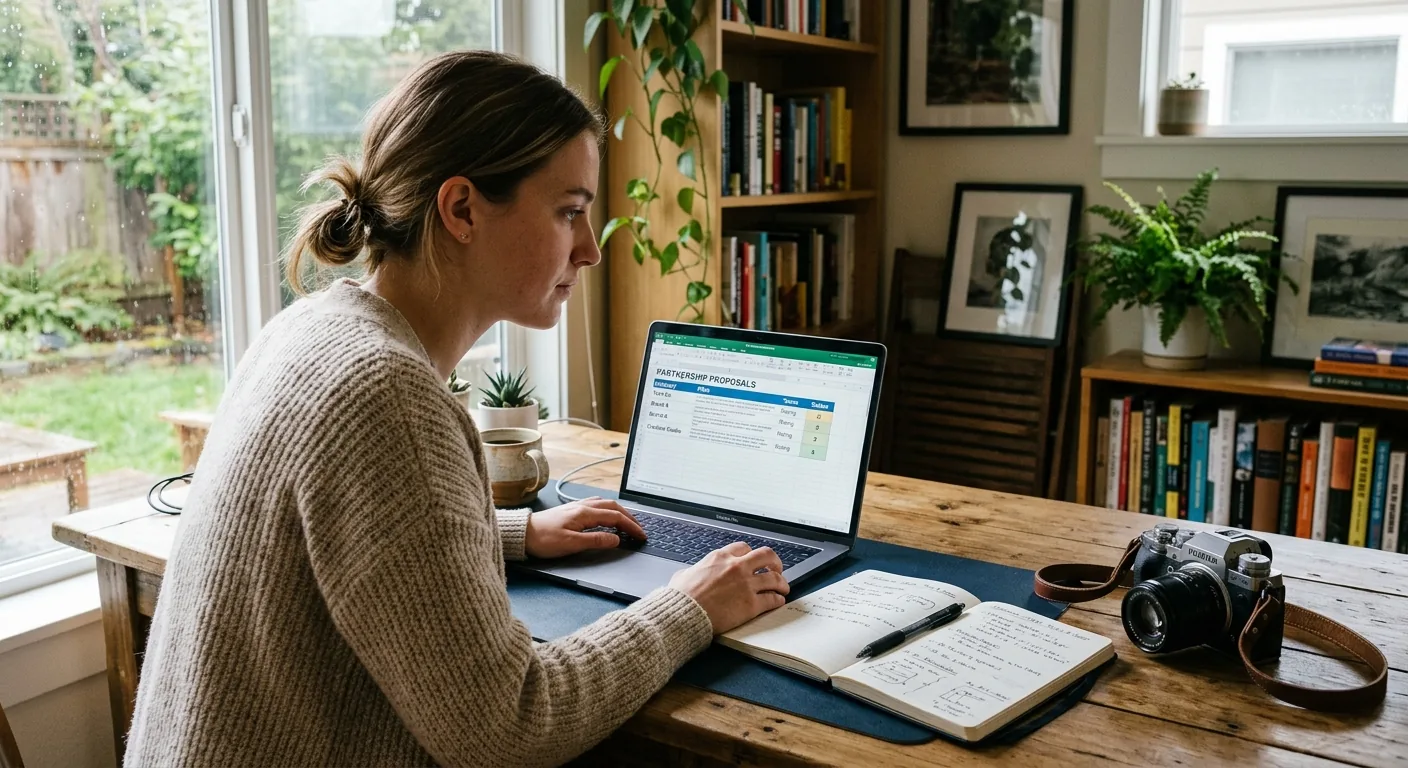 Creator working through brand collaboration opportunities