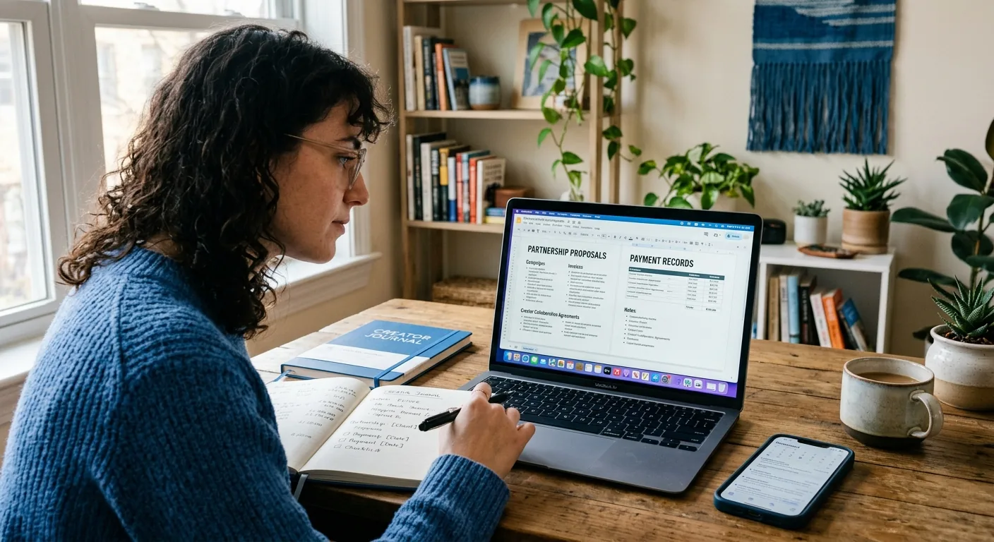 Creator working through brand collaboration opportunities