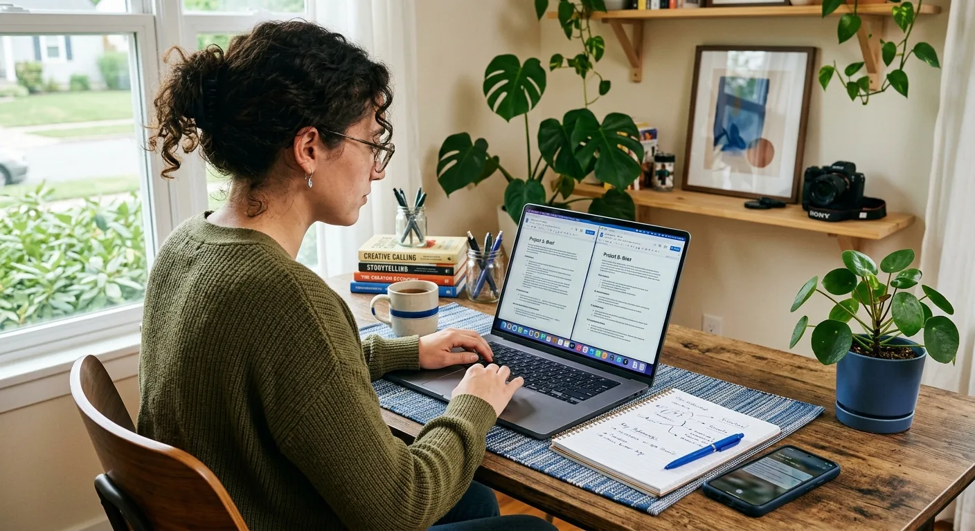 Creator working through brand collaboration opportunities