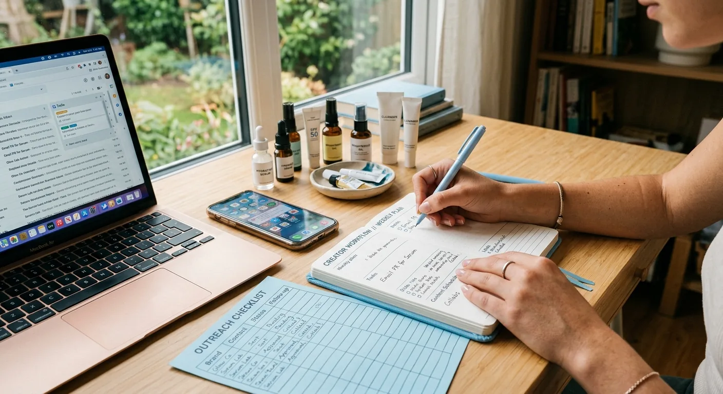Creator working through influencer brand outreach