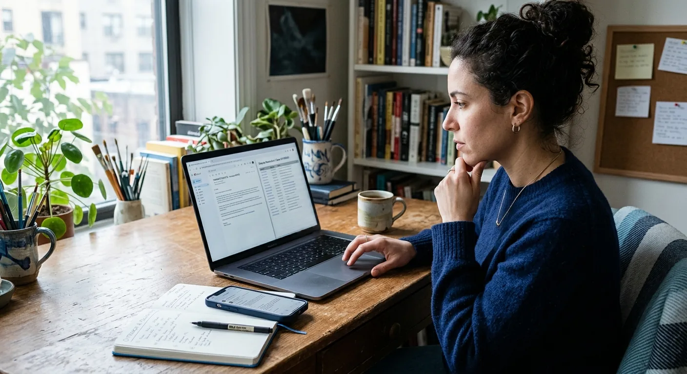 Creator working through influencer brand outreach