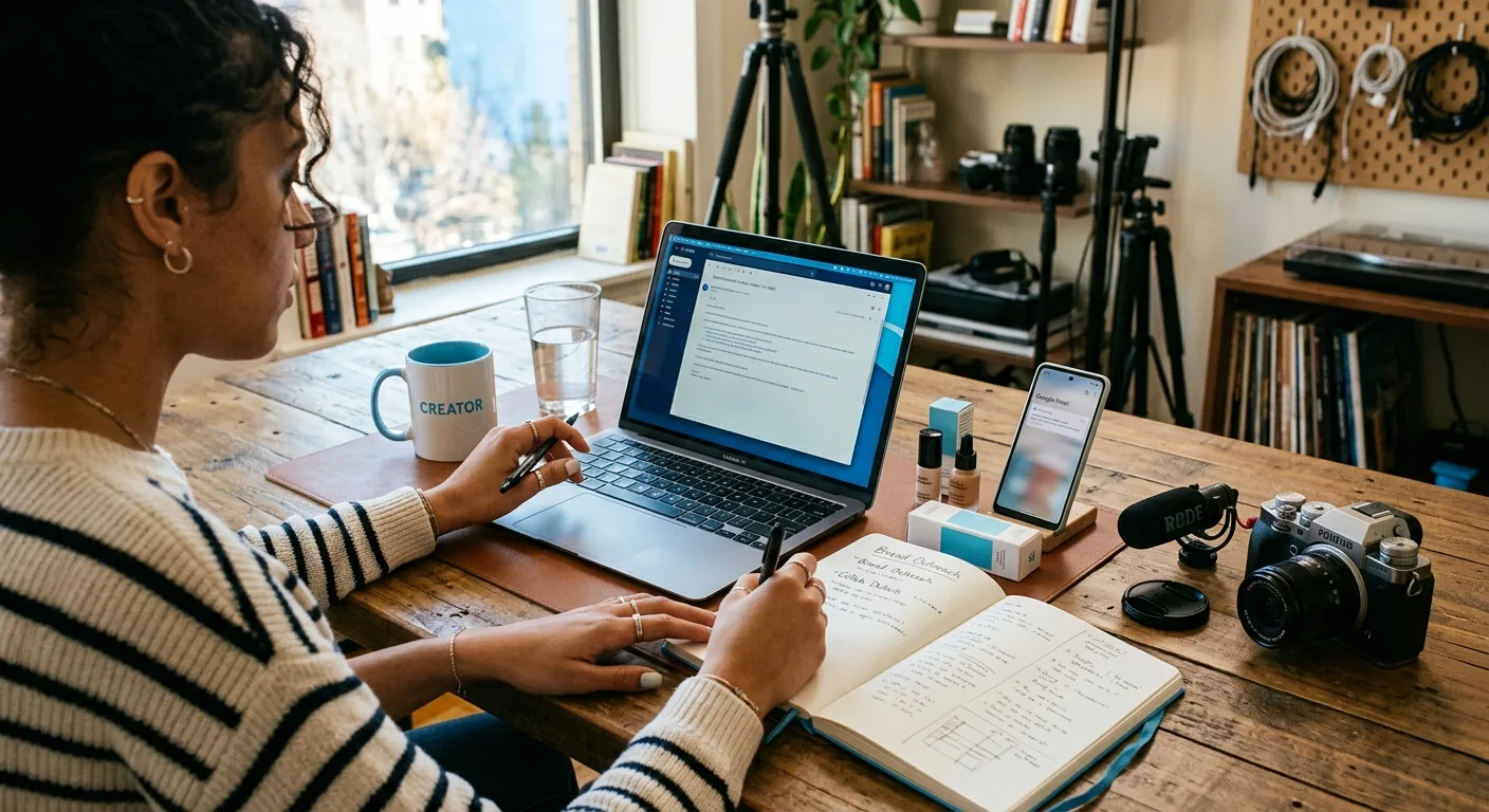 Creator working through influencer brand outreach