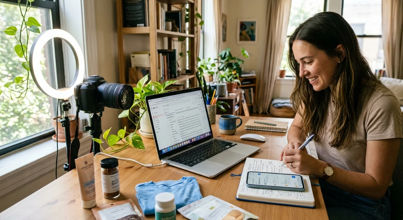 Creator working through influencer brand outreach