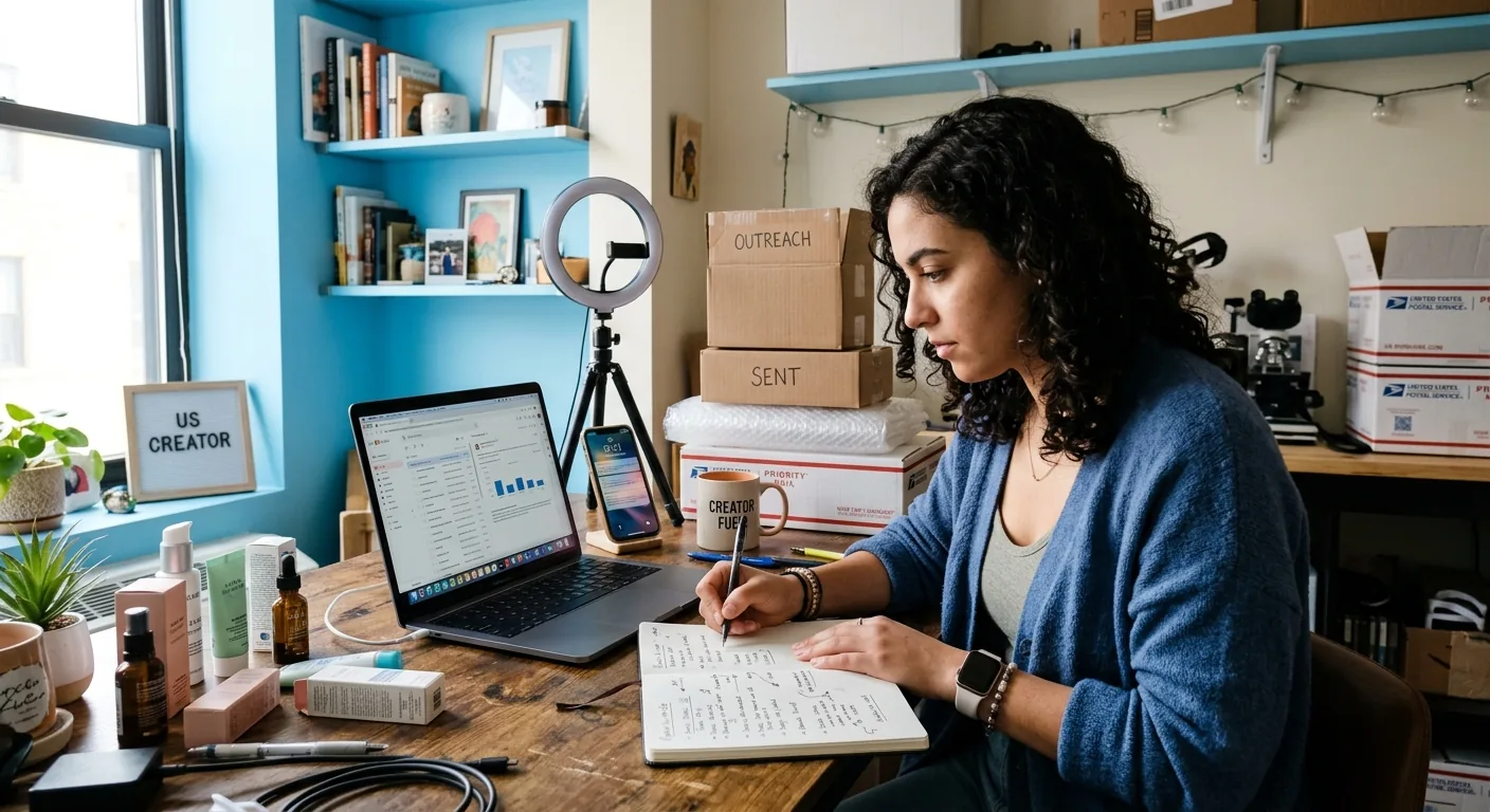 Creator working through influencer brand outreach