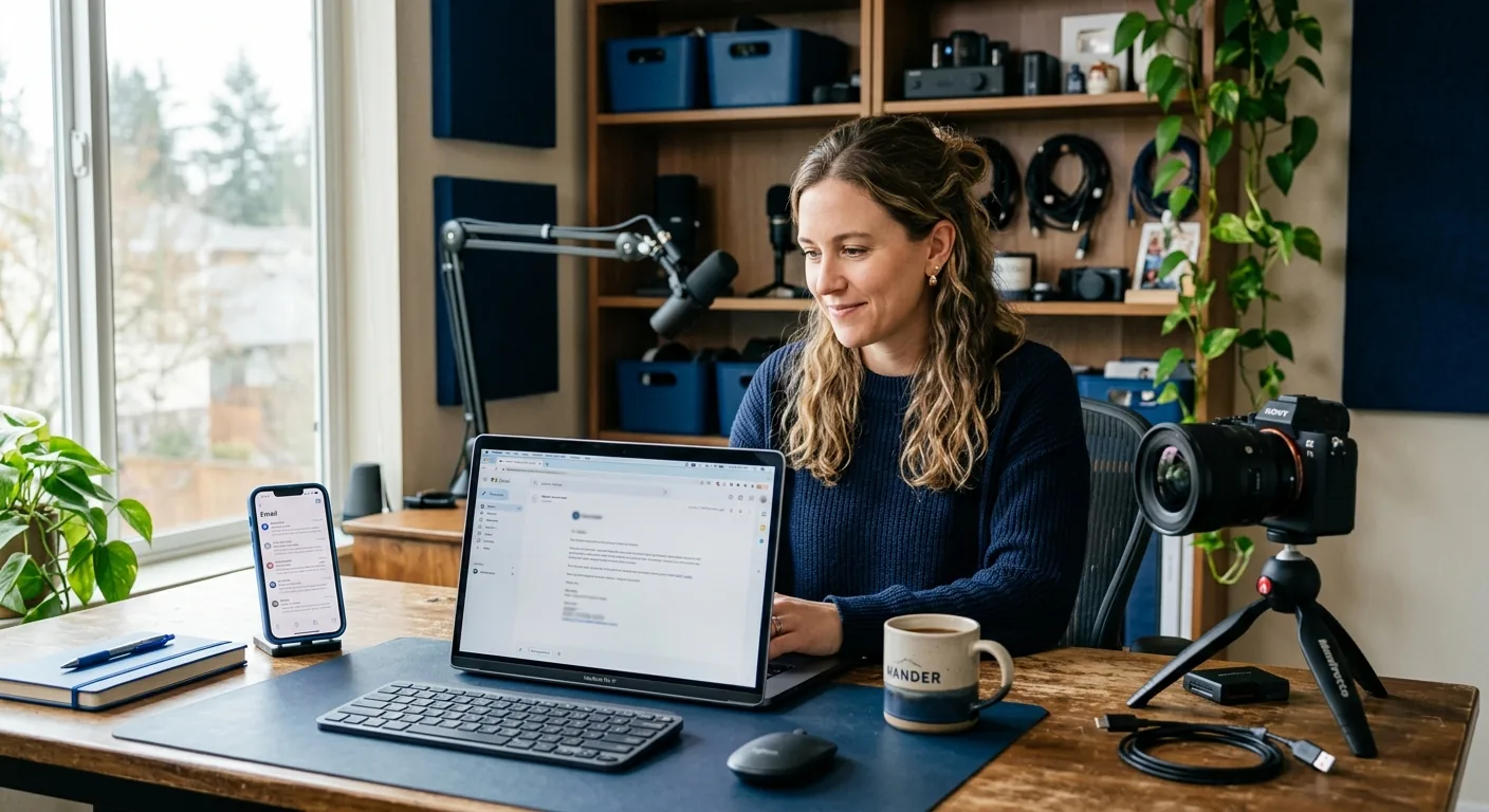 Creator working through influencer brand outreach