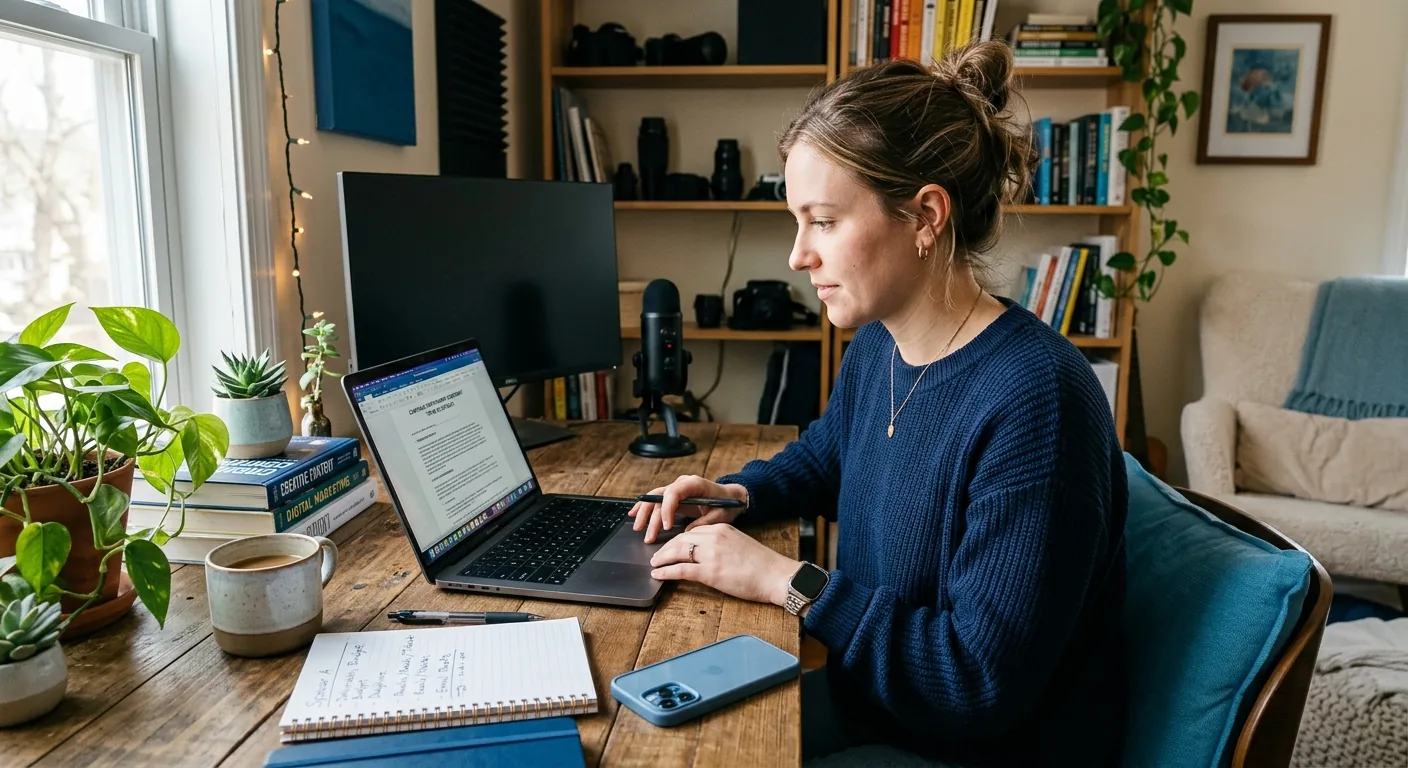 Creator working through influencer brand outreach