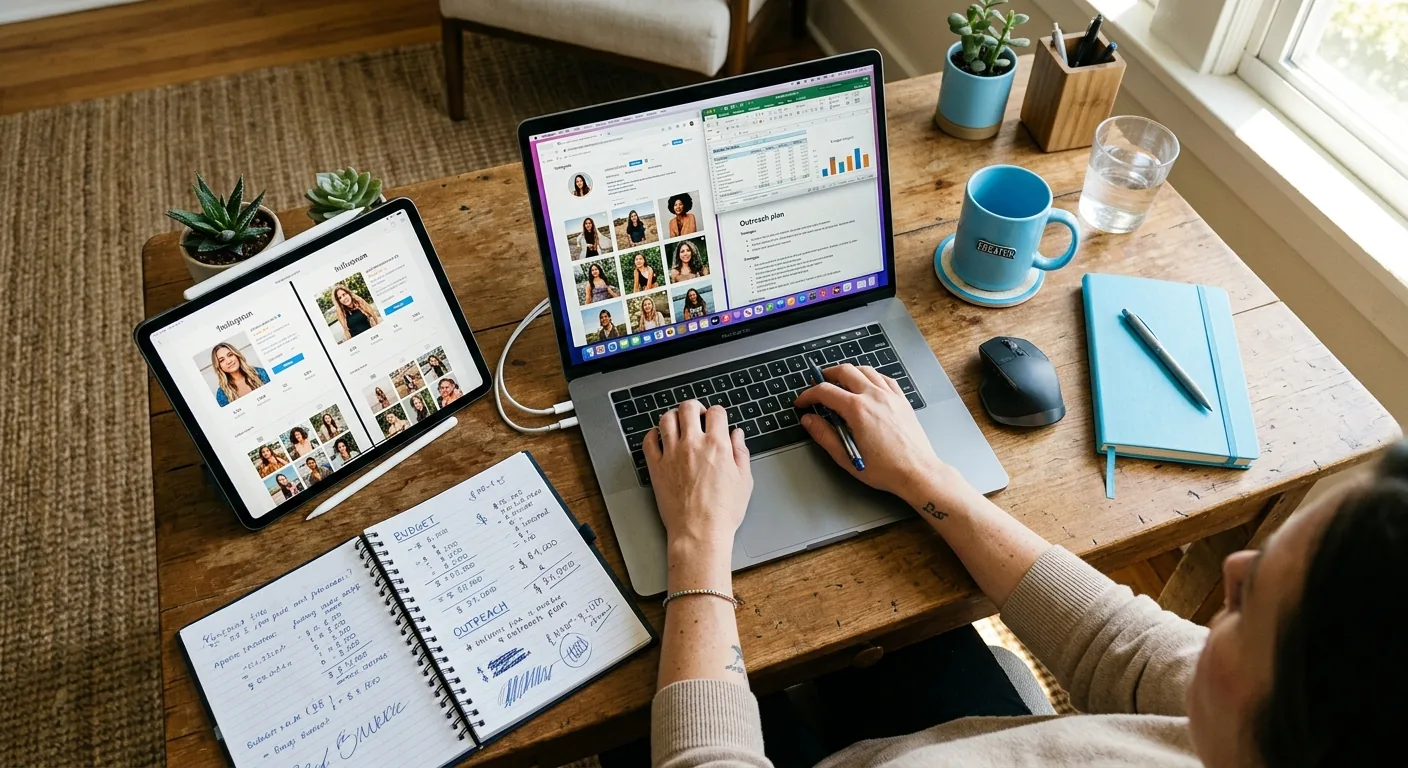Creator working through influencer brand outreach