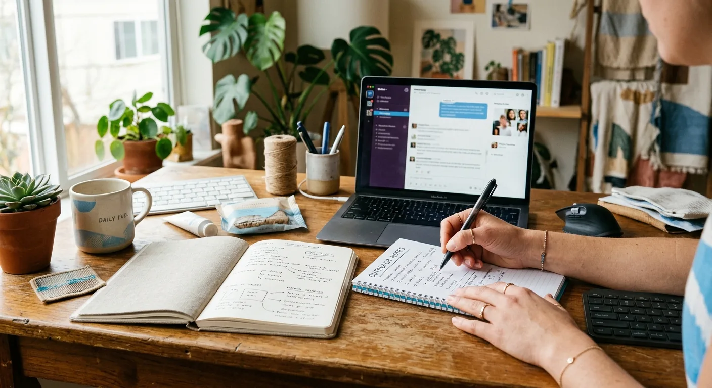 Creator working through influencer brand outreach