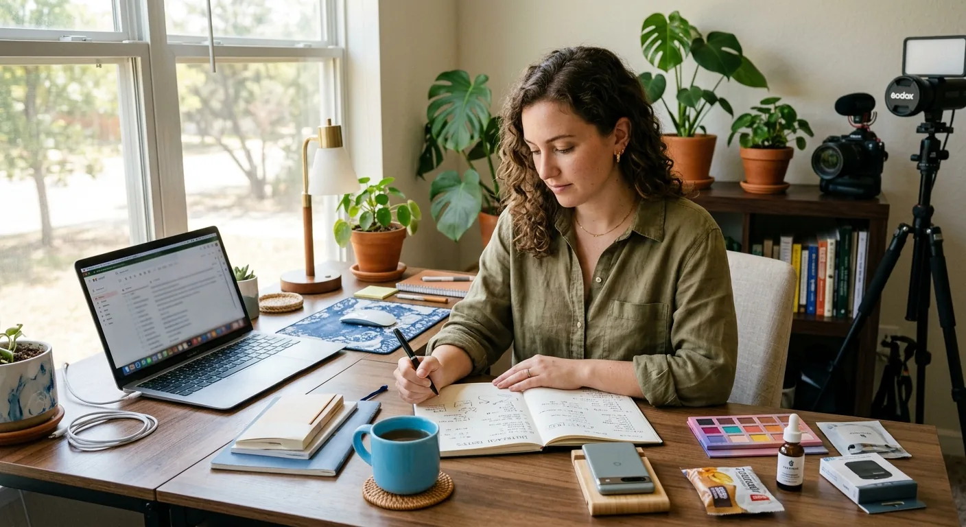 Creator working through influencer brand outreach