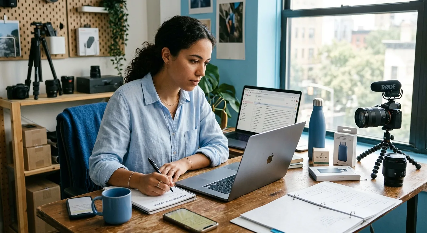 Creator working through influencer brand outreach