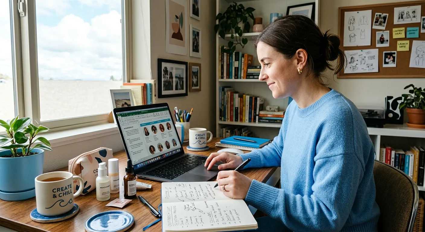 Creator working through influencer brand outreach