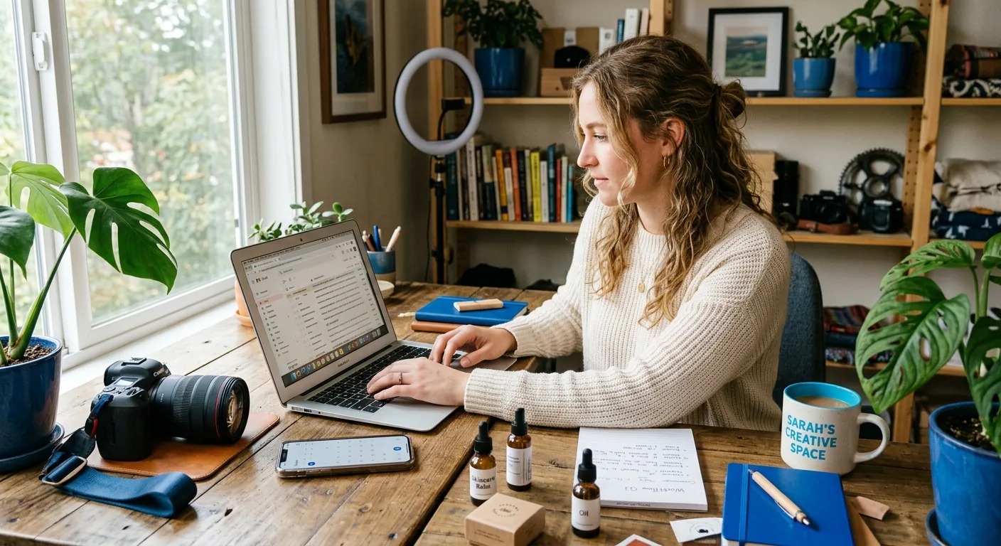 Creator working through influencer brand outreach