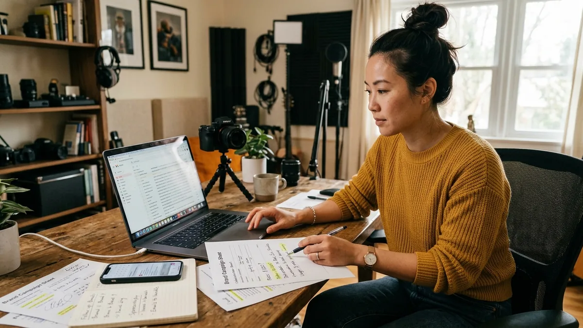 Independent creator working through manage sponsorship emails as a creator