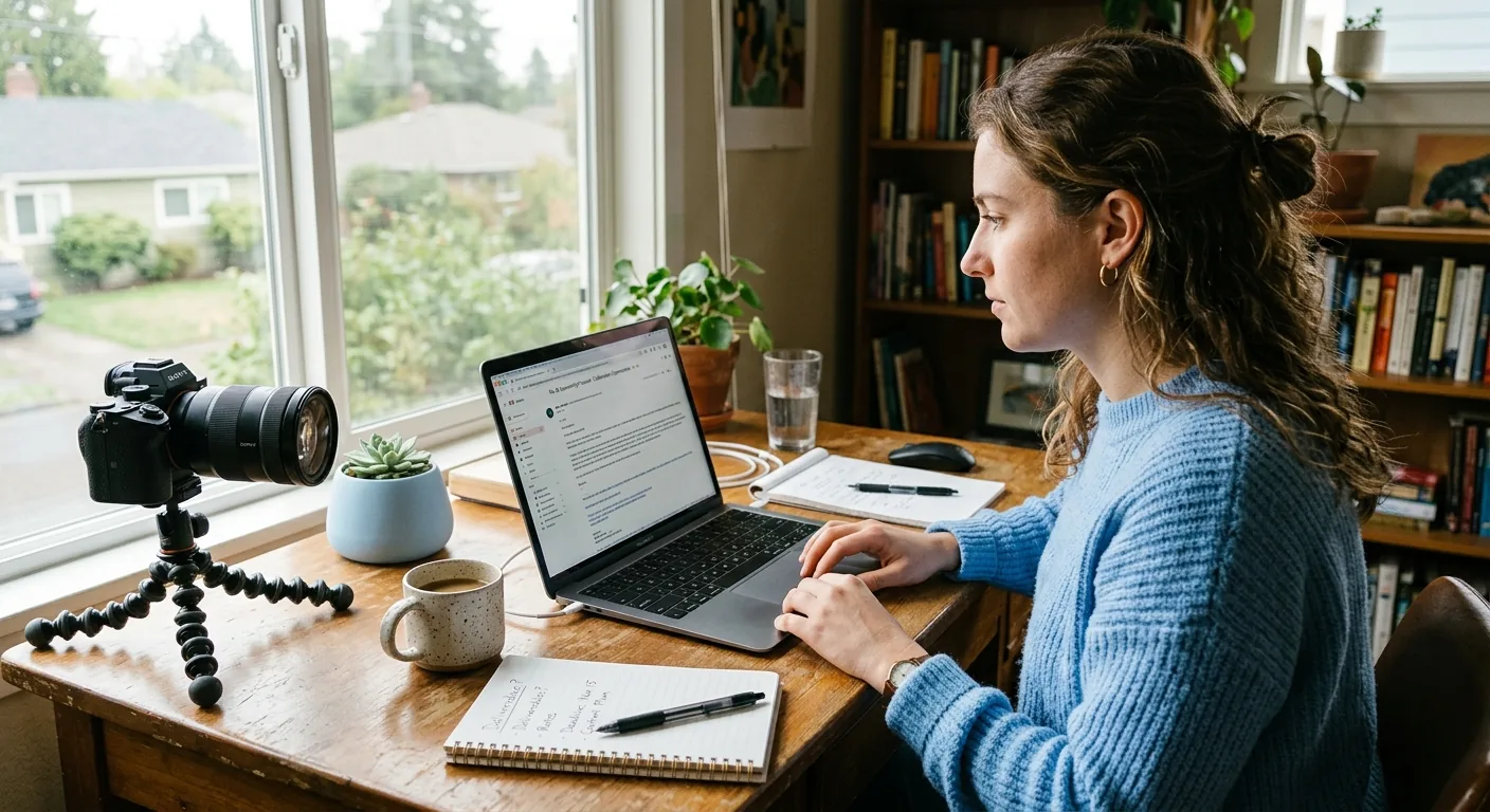Creator working through influencer brand outreach