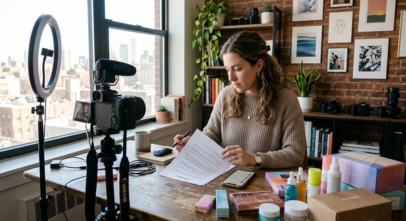 Creator working through influencer brand outreach
