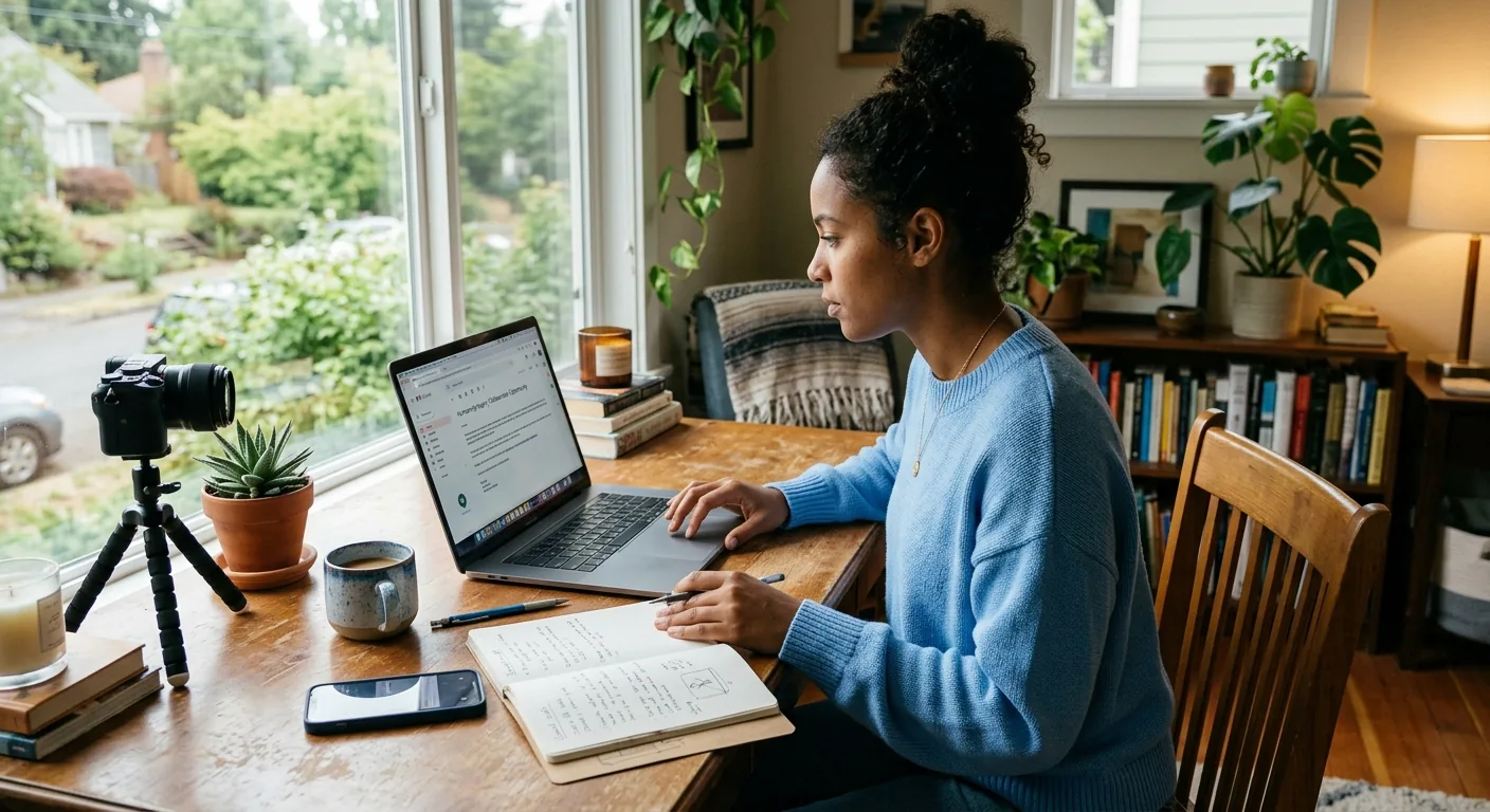 Creator working through influencer brand outreach