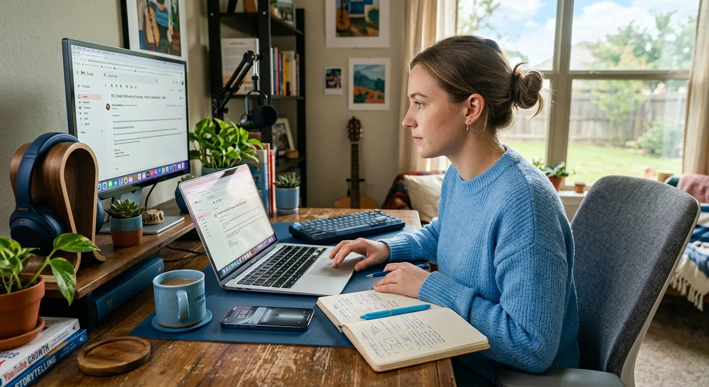 Creator working through influencer brand outreach