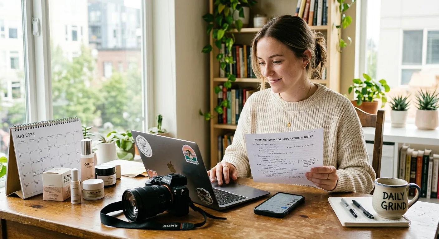 Creator working through influencer brand outreach