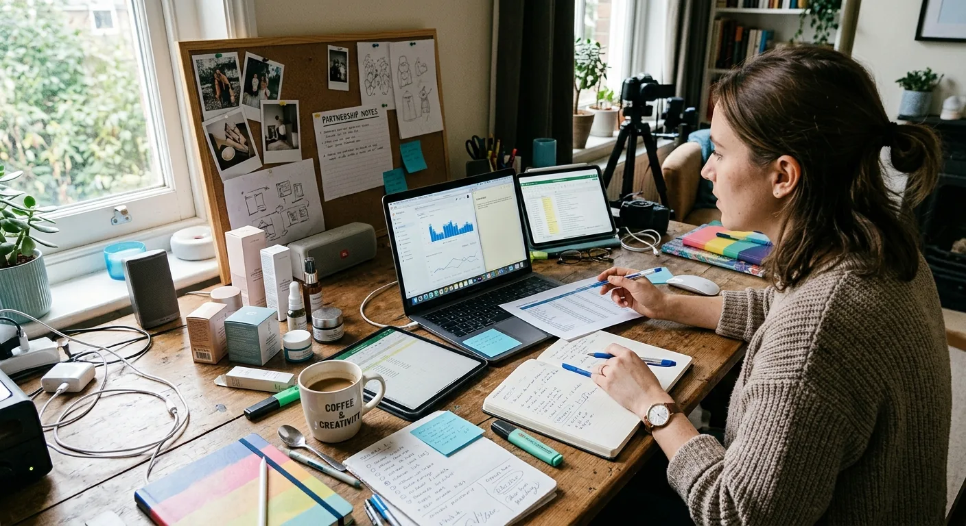 Creator working through brand collaboration opportunities