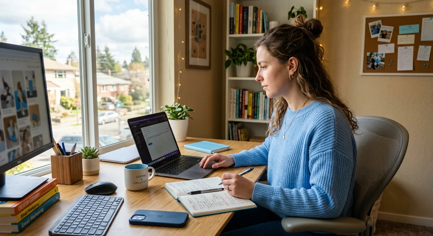 Creator working through influencer brand outreach