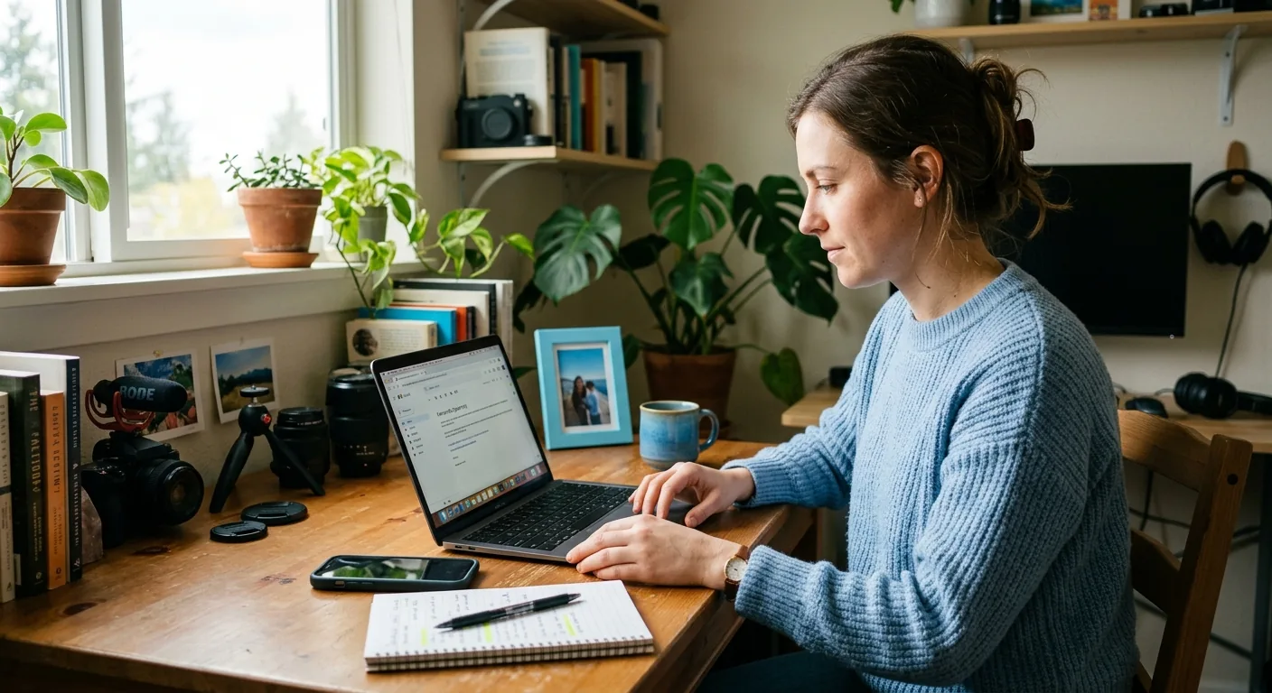 Creator working through influencer brand outreach