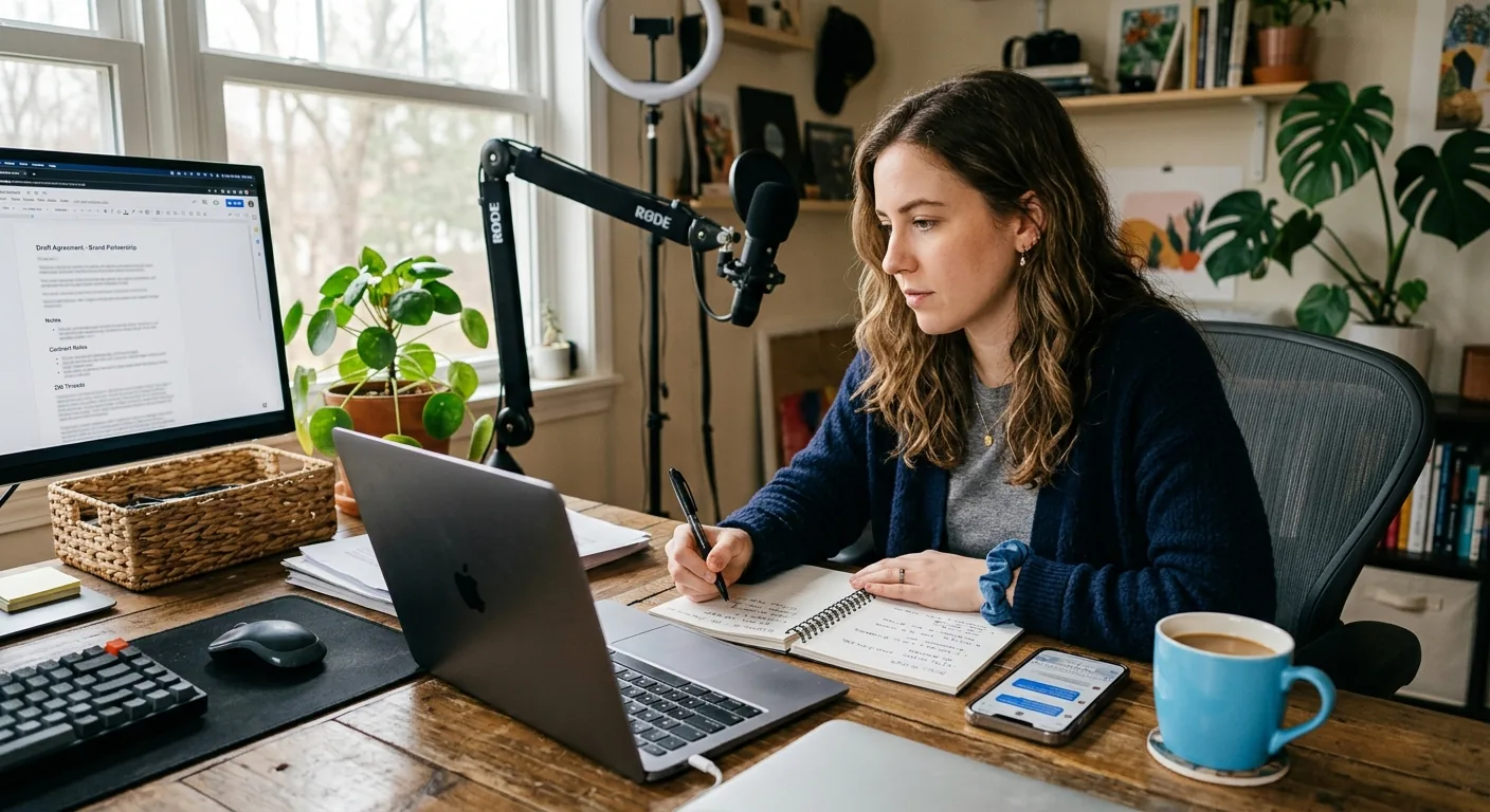 Creator working through influencer brand outreach