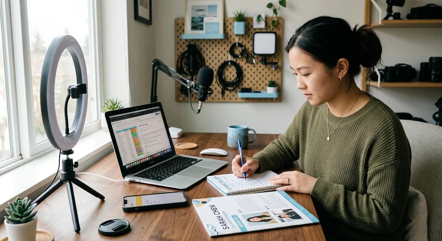 Creator working through influencer brand outreach