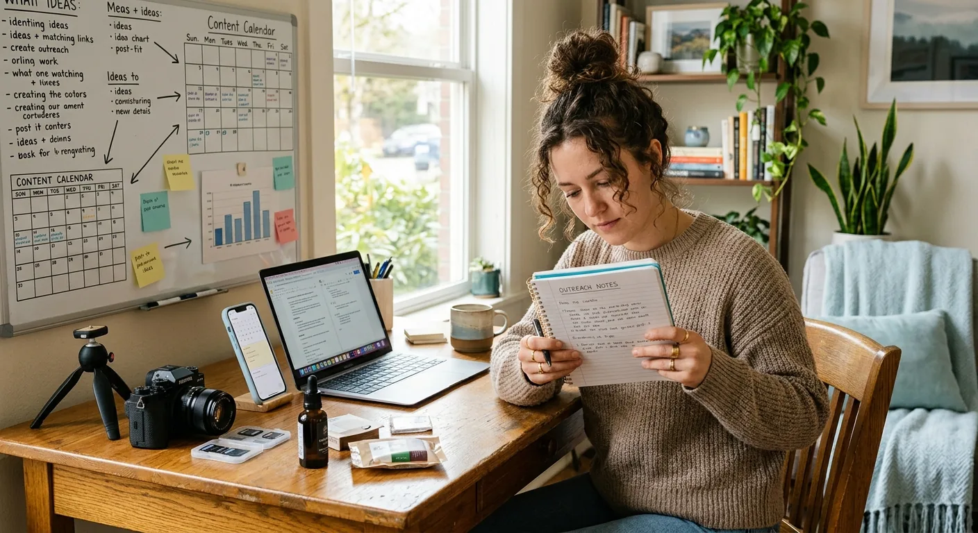 Creator working through influencer brand outreach