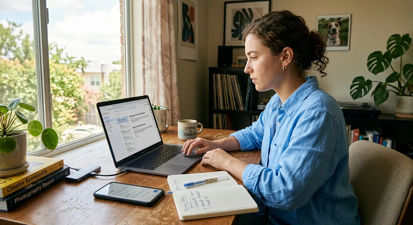 Creator working through brand collaboration opportunities