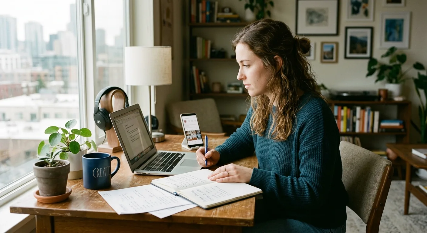 Creator working through brand collaboration opportunities